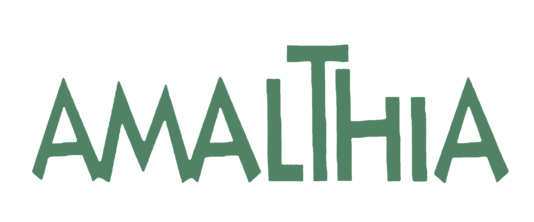 Green 'AMALTHIA' logo on a white background